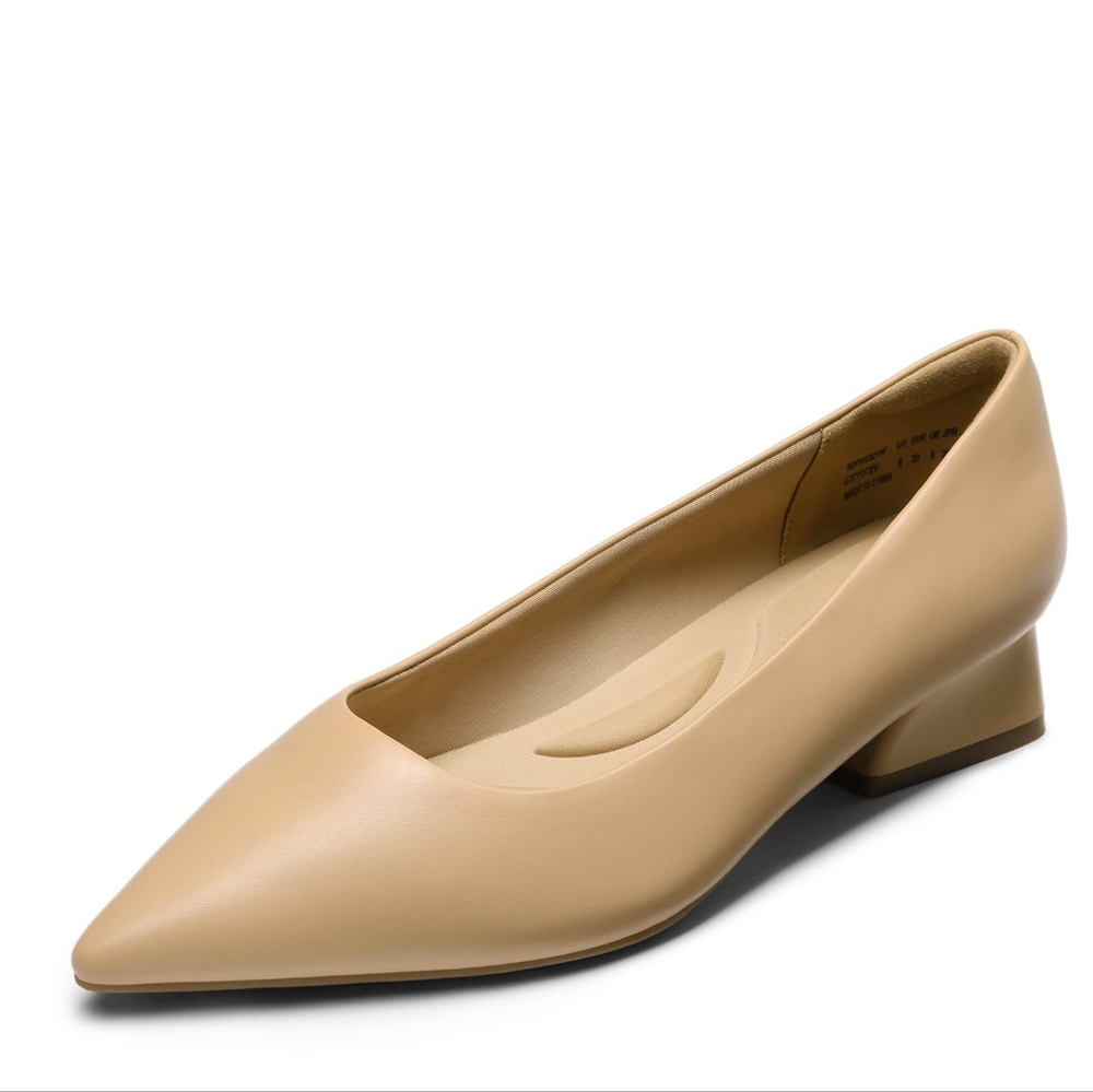 Dream Pairs New Offuce Shoes Chunky Heels Closed Toe Work Modest Nude 9.5